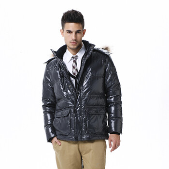 波司登羽绒服 男亮面毛帽时尚休闲款 SR2237 480(深碳灰) 190/104A(XXL)