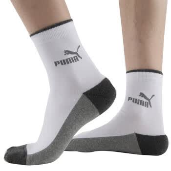 【全场满200减60，先领券，后下单】PUMA 彪马 男士提花商务休闲 短袜子P1152008 漂白-冷灰 25-27cm