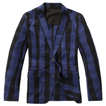 马克华菲 时尚休闲 纯棉 潮流 格子西服7101051601 052靛青 56/XXXL(190/104A)