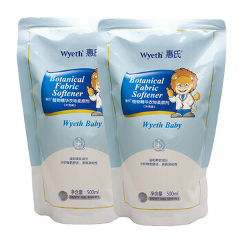 Wyeth 惠氏植物精华衣物柔顺剂(补充装)500ml/2袋 清洁用品