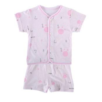 安婴保 0-1岁竹纤维/夏季/短袖/薄款开胸套/内衣/家居外出服7152-53 浅红色 36M 100cm