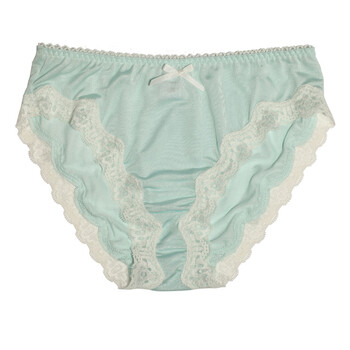 YOUSILK优丝珈100%真丝内裤舒适柔软女式中腰三角内裤精美花边款 1S0A07 浅绿/奶白 S