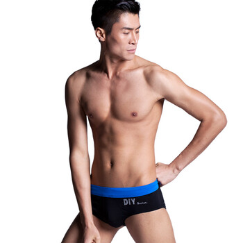 Hb2012新款正品 男士纯棉性感吸汗三角内裤男款三角裤全棉男裤 黑色 蓝边 L