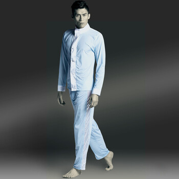 成功男士之选纯色对襟家居服睡衣 Hb浅蓝色高档超薄家居服 浅蓝 XL