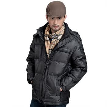 大羽 2012新款 时尚羽绒服 男士短款羽绒夹克 9210-黑灰 黑灰 190/114B