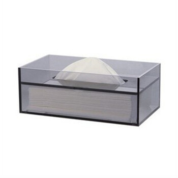 简宜良品 亚克力长方形纸巾盒/抽纸盒/纸巾抽 226×126×84mm J8402 透明灰