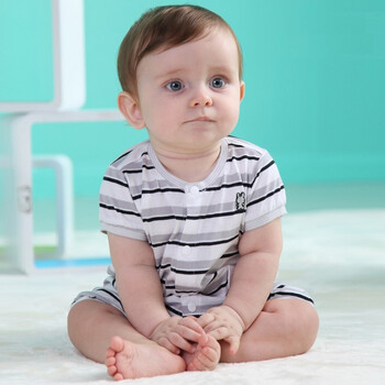 Baby2 2012新款婴幼儿夏装男婴童条纹连体衣YAA392085 灰色 80