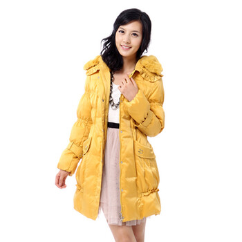 雅鹿 女 兔毛领中长款修身型90绒羽绒服 ^@^YM10580 黄色 175/XXL
