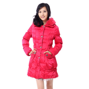 雅鹿 女 兔毛领中长款修身型90绒羽绒服 ^@^YM10580 红色 175/XXL