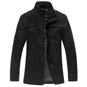 维杰斯WINJEANS 2012秋装男士新品中长款挡风风衣 C12033 黑色 XXL