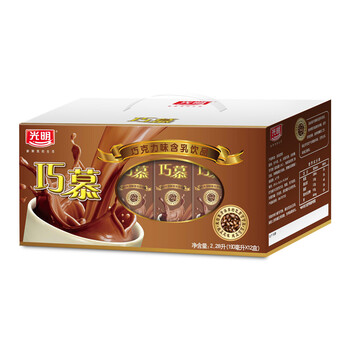 光明190ml巧慕巧克力味含乳饮料1箱12盒，“来自象牙海岸的可可豆制成的巧克力牛奶”