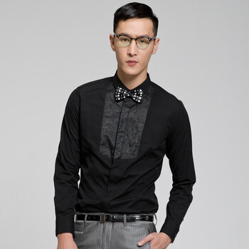 PEACEBIRD太平鸟休闲衬衫81111335019 黑色 XXXL
