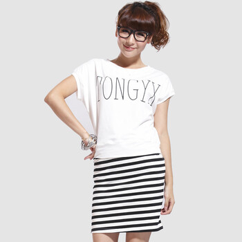 佟依馨 tongyixin 韩版时尚字母印花针织衫 两件套 ZT-508 白色 L
