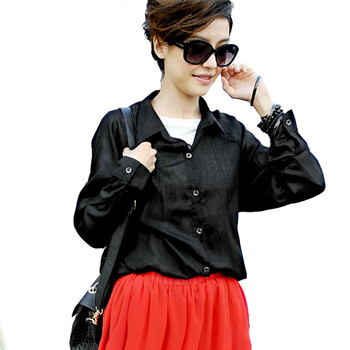 CUTIEPIGIE 原价109元夏季女装2012混搭蕾丝不对称长款翻领衬衫CS1523# 黑色 均码