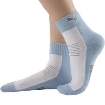 PUMA 彪马 女士绣花毛圈运动袜子 休闲短袜P1161020 漂白-粉蓝 23-25cm