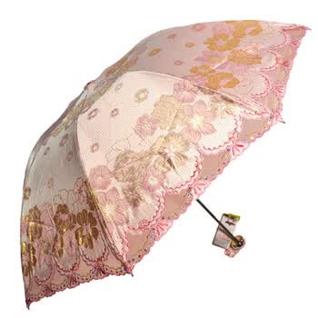 天堂伞三折超轻防紫外线遮阳伞晴雨伞太阳伞 幽兰袭香3390 粉色