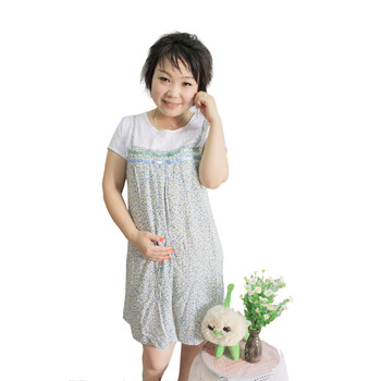 怀泰 孕妇装 夏装 孕妇裙 韩版 田园小清新碎花 纯棉 连衣裙 12030 蓝色 L