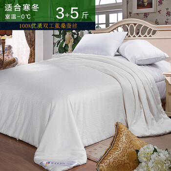 钱皇正品 100 %桑蚕丝桐乡手工桑蚕丝被/夏被芯 单/双人 子母款 关爱 锦锈长城 蚕丝净重3+5斤 220x240cm