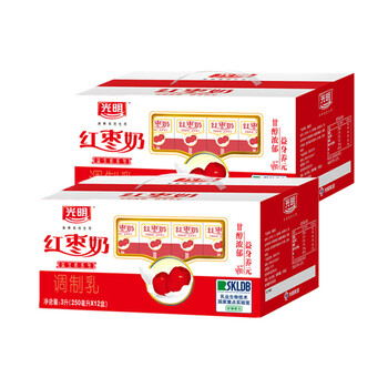 光明250ml红枣牛奶2箱24盒