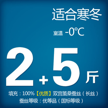 钱皇100%桑蚕丝被芯/子母被 春秋/空调/夏凉被 单/双人被 子母款 关爱 祥云送瑞 蚕丝净重2+5斤 220x240cm