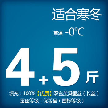 钱皇100%桑蚕丝被芯/子母被 春秋/空调/夏凉被 单/双人被 子母款 关爱 祥云送瑞 蚕丝净重4+5斤 220x240cm