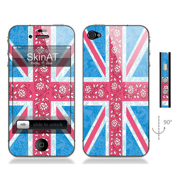 SkinAT iPhone4/4s手机正背面贴膜 英国旗 漂亮米字旗 iphone 4