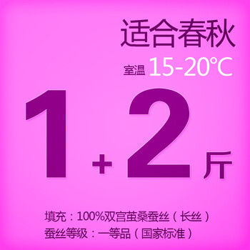 钱皇正品 100%桑蚕丝被桐乡手工被芯/子春/冬被 单/双人子母被 爱尚 斜纹 蚕丝净重1+2斤 200x230cm