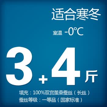 钱皇正品 100%桑蚕丝被桐乡手工被芯/子春/冬被 单/双人子母被 爱尚 斜纹 蚕丝净重3+4斤 220x240cm