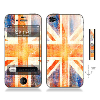 SkinAT iPhone4/4s手机正背面贴膜 英国旗 桔色米字旗 iphone 4S