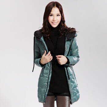 Cilaya/熙兰雅 四色入细格纹拉链袖口连帽长款羽绒服女正品 11731 羽兰格 XXL
