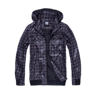 【森马semir】男款连帽格子外套093141501 黑紫 XL