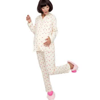 乔妮雅joymom+哺乳睡衣全棉乔妮雅喂奶衣月子服秋