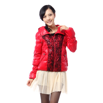 雅鹿女款蕾丝短款羽绒服ym10070