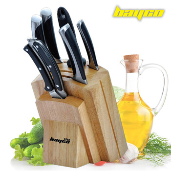 拜格BAYCO德国工艺不锈钢厨房刀具七件套 木