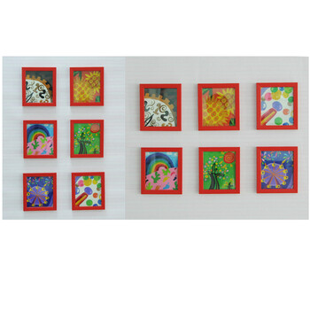 景宇迷你6框相框墙儿童照片墙 宜家相框墙（送画芯、安装配件） 红色