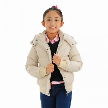 女童大童<em>羽绒短</em>大衣<em>外套</em>(24090001)香槟色