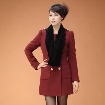 菲希尔2012冬装新款韩版修身中年<em>女士毛呢外</em>