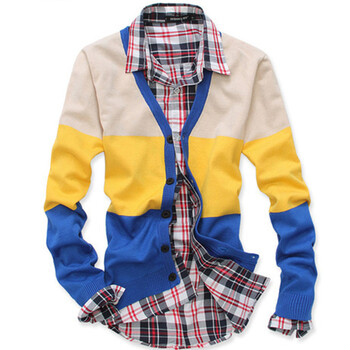 exscv男装<em>针织衫男开衫韩版</em>修身潮男士毛衣 V