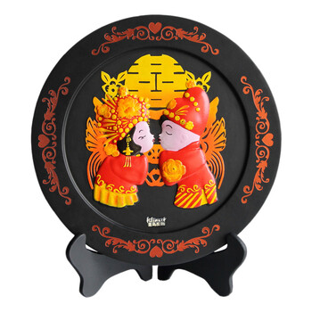 
                                        金乌炭雕（klinart）喜结良缘 D216 结婚礼物家居摆件 D216                