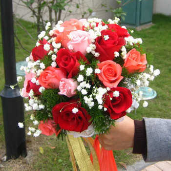 中礼鲜花速递 婚庆手捧花 19枝玫瑰