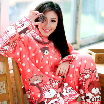 雪俐shirley 秋<em>冬季</em>超厚<em>睡衣</em>珊瑚绒<em>加厚</em>夹棉<em>女士</em>