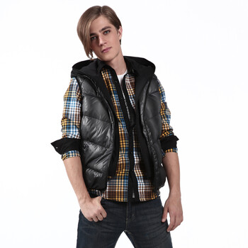 雪中飞羽绒服<em>男款时尚</em>潮流渐变双<em>帽马甲</em> #908