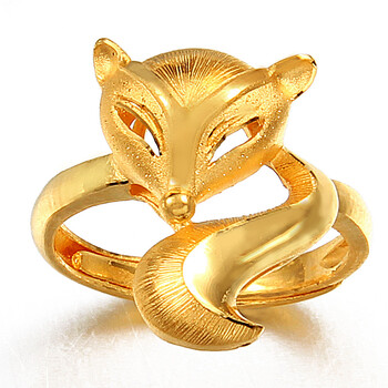 易金行 黄金狐狸<em>戒指</em> <em>千足金</em>活口<em>女款戒指</em> 招桃