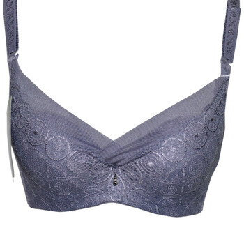 五月盛女 交叉侧收调整型<em>文胸</em> 镂空蕾丝宽纱边
