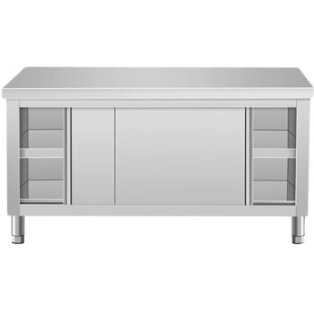 TYXKJ不锈钢工作台商用厨房操作台面储物柜带拉门切菜桌子打包打荷台   长180宽80高80cm单通