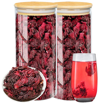 一号村洛神花茶100g*2罐装 干玫瑰茄组合泡水喝陈皮茶叶水果茶
