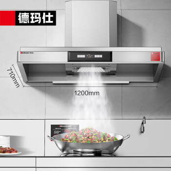 德玛仕（DEMASHI）商用智能抽油烟机食堂饭店厨房油烟排烟净化机大吸力不锈钢吸油烟机CXW-BS120