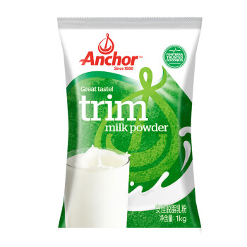 安佳（Anchor）新西兰进口奶源 脱脂奶粉 1KG袋装 成人适用 送礼佳选