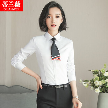 服前台酒店专柜白色衬衣经理销售4s店职业装白色衬衫s建议8090斤以内