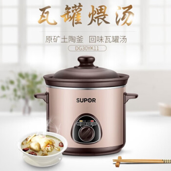苏泊尔（SUPOR）DG30YK11电炖锅砂锅炖3L盅煮粥煲汤 家用养生锅